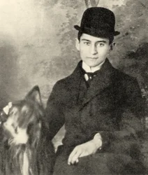 Franz Kafka with his dog, 1910